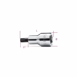 Chiave a bussola brunita con profilo XZN® e attacco cromato da 1/2". Misura: M10 Ø mm: 22,5 L mm: 58 L1 mm: 20