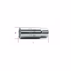 Descrizione CHIAVE A BUSSOLA FEMMINA DA 1/2' PER CANDELE MM.16 - BETA-956C Chiave a bussola con attacco quadro femmina 1/2” p ...