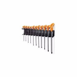 Serie di 11 chiavi maschio piegate con impugnatura per viti con impronta torx con supporto. Contenuto serie : T8-t9-t10-t15-t ...