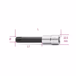 Chiavi a bussola maschio per viti con impronta esascanalata con attacco quadro femmina 1/2" cromate - inserti bruniti. Caratt ...