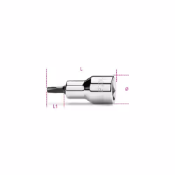 Chiavi a bussola maschio per viti con impronta torx, con attacco quadro femmina 1/2" cromate - inserti bruniti. Attacco : 1/2 ...