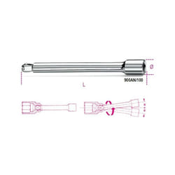 Beta - prolunghe con attacchi quadri femmina e maschio 1/4 angolari cromate art. 900AN/100