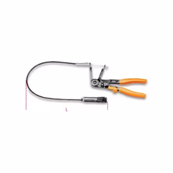 Pinza automatica con prolunga per anelli stringitubo. Unità di misura : Millimetri Lunghezza : 630 mm Utilizzo : Anelli strin ...
