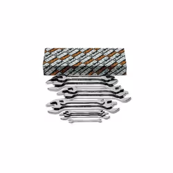 Serie di 8 chiavi a forchetta doppie (art. 55MP) Finitura cromata lucida. Misure: 6x7 - 8x9 - 10x11 - 12x13 - 14x15 - 16x17 - ...