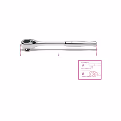 Cricchetto reversibile con attacco quadro maschio 1/2" con impugnatura in metallo cromato. Attacco : 1/2 Unità di misura : Mi ...