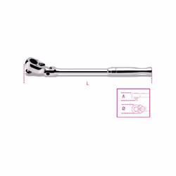 Cricchetto reversibile snodato con attacco quadro maschio 1/2" con impugnatura in metallo cromato. Attacco : 1/2 Unità di mis ...
