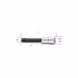 Chiavi a bussola maschio per viti con impronta esascanalata con attacco quadro femmina 1/2" cromate - inserti bruniti. Attacc ...