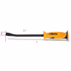 Descrizione Leva con estremita' piatta curva. Design ergonomico antiscivolo. L mm: 300 A mm: 16 L1 mm: 185 Peso g: 333