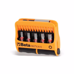 Serie di 10 inserti per viti con impronta torx con portainserti magnetico, in astuccio tascabile. Attacco : 1/4 Contenuto ser ...