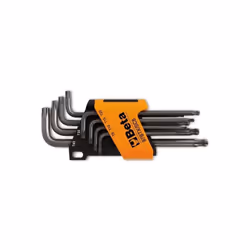 Serie di 8 chiavi maschio piegate con un'estremit sferica per viti con impronta torx. Contenuto serie : T9-t10-t15-t20-t25-t2 ...