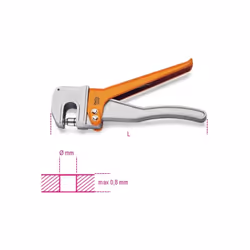 Pinza foralamiera. Diametro : 5/6 mm Spessore : 0,8 mm Lunghezza : 228 mm Utilizzo : Lamiera