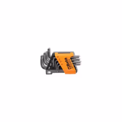 Serie di 8 chiavi maschio piegate per viti con impronta torx (art. 97tx) con supporto. Contenuto serie : T9-t10-t15-t20-t25t2 ...