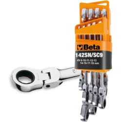 Beta Tools - Beta 142SN/SC9 Serie di 9 Chiavi combinate a cricchetto snodate - 001420259
