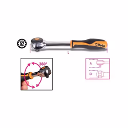 Cricchetto reversibile con impugnatura rotante con attacco quadro maschio 3/8" meccanismo a 52 denti. " sistema di utilizzo c ...