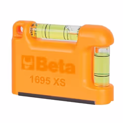 Livella tascabile Beta con base a "V" magnetica in alluminio profilato 2 fiale infrangibili precisione 1mm/m, ideale per tubi ...
