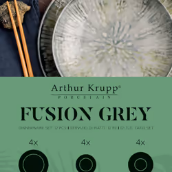 Arthur Krupp 67351GA2 servizio da tavola 12 pz Porcellana Grigio - Vista aggiuntiva 5