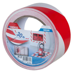 Geko - Nastro Segnaletico Adesivo 50 mm x 30 mt Sicur - Bianco/Rosso