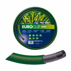 tubo in PVC a tre strati per irrigazione e giardinaggio - antialga e anti UV - interno nero, esterno verde trasparente - pres ...