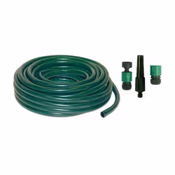 Tubo 1/2" da 15 metri in PVC a 3 strati per uso giardinaggio, con rinforzo in poliestere alta tenacita', con kit raccordi e l ...