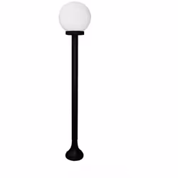 Struttura in alluminio pressofuso e globo in materiale opalino, su piantana. Dimensioni cm. Ø19xH107 - Base Ø cm. 13 Struttur ...