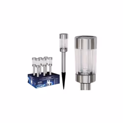 LAMPADE LAMPADA SOLARE AURA IN ACCIAIO CM. Ã6xH42 ILLUMINAZIONE ESTERNALampada ad energia solare, 1 Led bianco. Corpo in acci ...