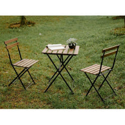 Set bistrot da giardino woody tavolino 60CM + 2 sedie pieghevoli in legno