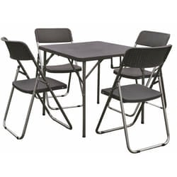 Tavolo pieghevole con sedie incluse acciaio resina set tavolo con 4 sedie antracite Garden Ecco Fatto