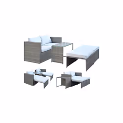 Intelaiatura interna in acciaio con PE rattan resistente agli agenti atmosferici, ai raggi UV. Composto da: 2 poltrone 65x60x ...