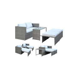 Set salotto rattan combo grigio