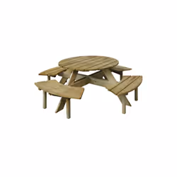 TAVOLO TONDO CON PANCA LASA CM.110x186xH68 ARREDO GIARDINOIn legno di pino con trattamento autoclavato che consiste nell' imm ...