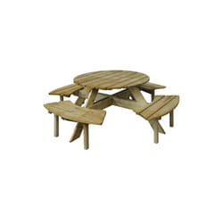 TAVOLO TONDO CON PANCA LASA CM.110x186xH68 ARREDO GIARDINO