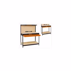 BANCHI DA LAVORO BRIXO Telaio in acciaio finitura nera, cassetto inferiore, piano di lavoro in MDF spessore 15 mm, ripiano su ...
