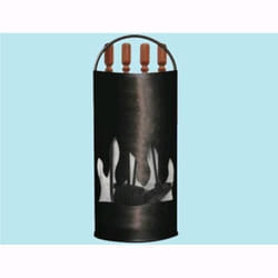 Set Utensili Per Camino Panel 4 Pz. In Ferro Battuto Manico Legno -662