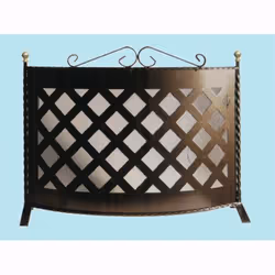 Parascintille In Ferro Battuto Mod.Grata Curvo Decoro Rombi 65xh45cm. -688/a