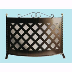 Parascintille In Ferro Battuto Mod.Grata Curvo Decoro Rombi 65xh45cm. -688/a