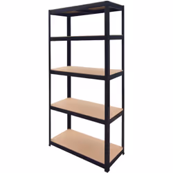In acciaio verniciato, piani in MDF, montaggio ad incastro. Dimensioni L90xP40xH180 cm. Portata per piano 30 Kg. Pallet 40 Pz ...