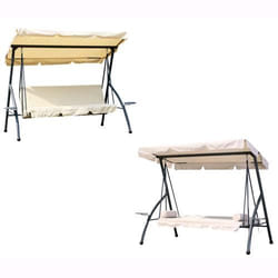Dondolo Da Giardino 3 Posti Hola Acciaio Con Parasole 212X120Xh167 Cm.