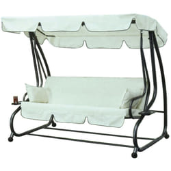 Fraschetti - Dondolo letto maxi 3 posti da esterno giardino in acciaio con schienale reclinabile e portabicchieri laterali Suite