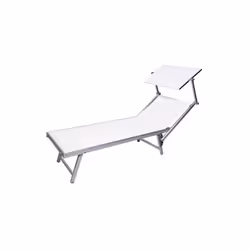 Lettino professionale in alluminio a 2 posizioni Telo in textilene CM 186X61X39H Colore bianco