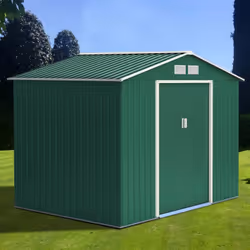 Casetta Box porta attrezzi in lamiera zincata con due porte scorrevoli , la casa ideale per il rimessaggio nel tuo giardino . ...