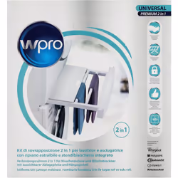 Wpro SKP101 Kit Sovrapposizione universale con ripiano e stendino - Vista aggiuntiva 5