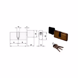 Cilindro ottone con pomolo Perni bronzo antiusura Camma acciaio sinterizzato 3 chiavi 01410-00-1 cod.82062
