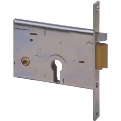 Per fascia di profilati, scrocco autobloccante, entrata 58 mm., frontale 16 mm., cilindro sagomato non in dotazione. Serratur ...