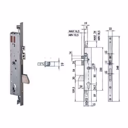 scatola in acciaio con rivestimento in zinco, frontale in acciaio inox, catenaccio basculante in acciaio nichelato, scrocco e ...