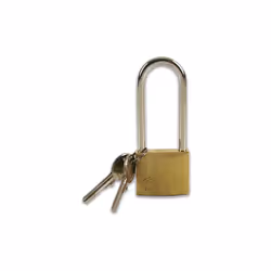 Cisa 22011. Lucchetto con corpo monoblocco in ottone smerigliato. Arco lungo in acciaio carbonitr. Doppio sistema di bloccagg ...