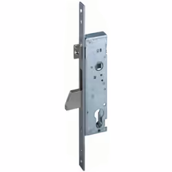 Serratura da infilare per montanti. Mandata e scrocco regolabile, zincata, frontale in acciaio inox, scatole mm. 40/45/50x172 ...