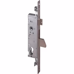 Per montanti, una mandata con scrocco regolabile da 11 a 17 mm., catenaccio basculante, mano ambidestra, predisposizioni per  ...