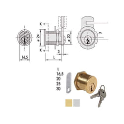 Cisa - Cilindro Levetta 11 Ottone Nichel. 72210-16-0