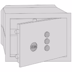 Dimensione L49 x P25 x H36 Cm. Frontale in acciaio spessore 10 mm., assemblaggio dei componenti di tenuta con robuste saldatu ...