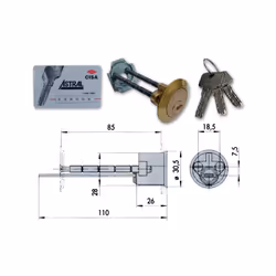 Cisa 0A510.00.0 Cilindro per serrature da applicare ASTRAL, corpo in ottone, fornito con 3 chiavi piatte, codecard per duplic ...